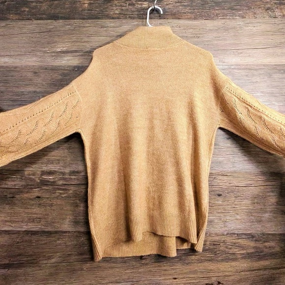 Talbots Tan Camel Half Zip Mock Neck Sweater - Picture 7 of 9